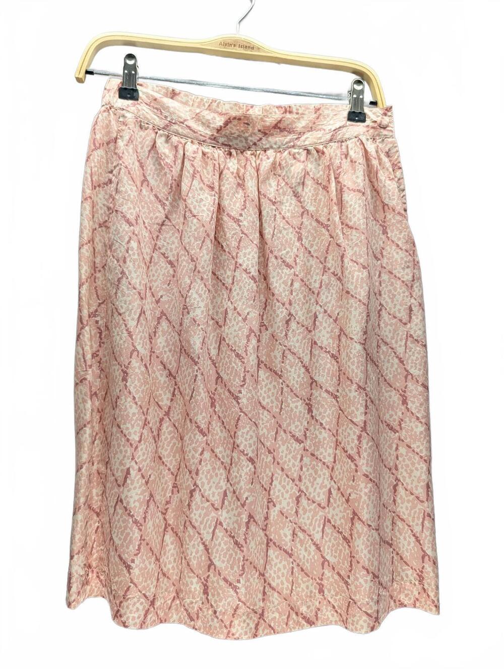 Mario Forte Vintage Pink Patterned Midi Skirt w/ Pockets